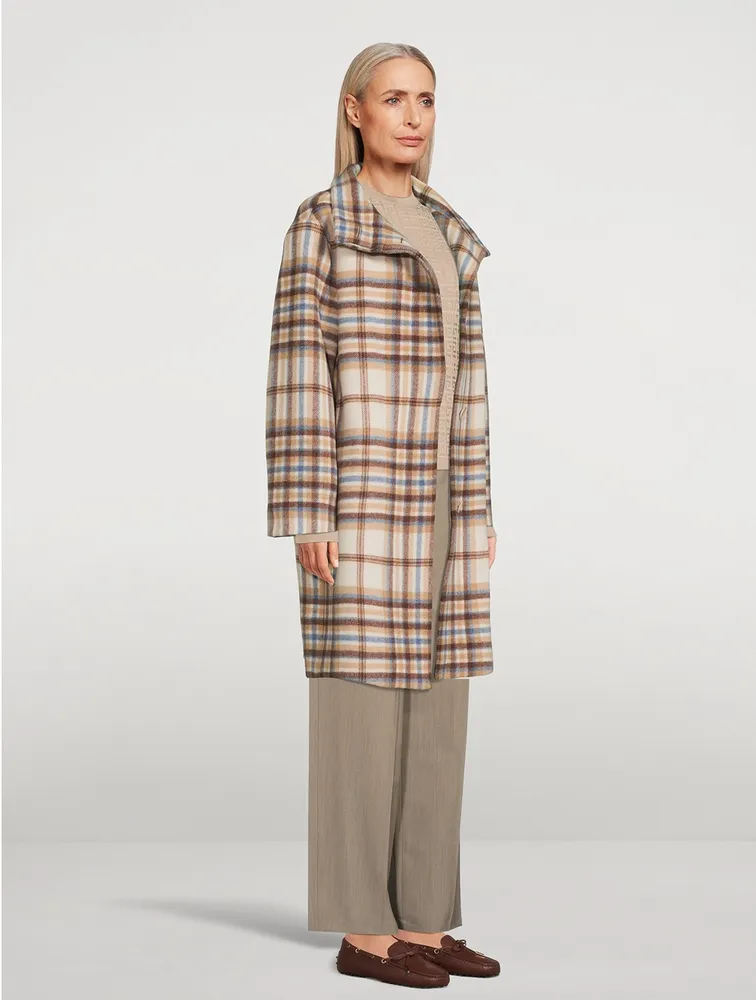 Cocoon Coat Plaid Print