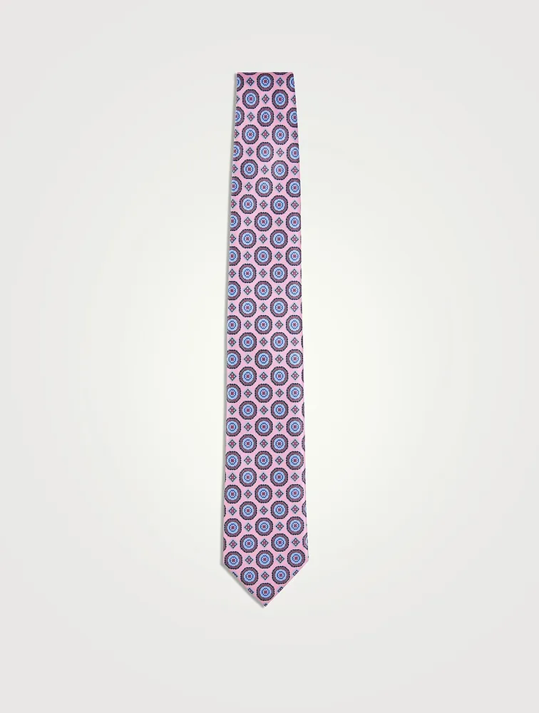Silk Tie In Geometric Print