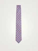 Silk Tie In Geometric Print