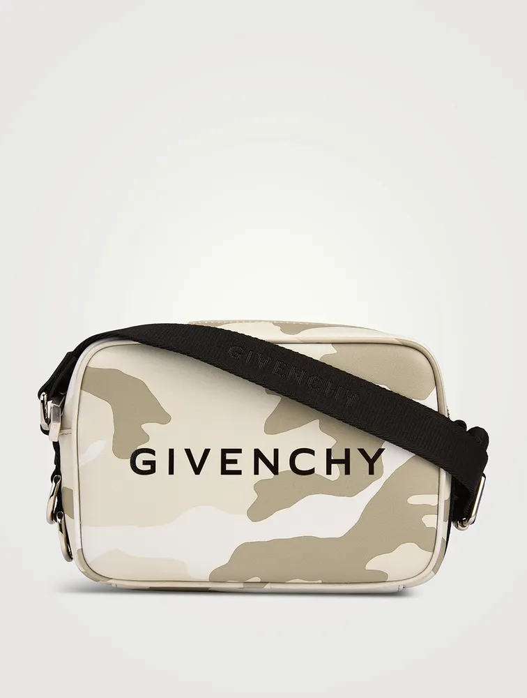 G-Essentials Leather Camera Bag In Camo Print