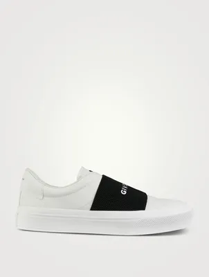 Leather Sneakers With Logo Webbing
