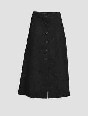 A-Line Tweed Midi Skirt