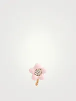 14K Gold Tiny Flower Stud Earring With Diamonds