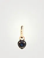 14K Gold Heart Cocktail Huggie Earring With Sapphire