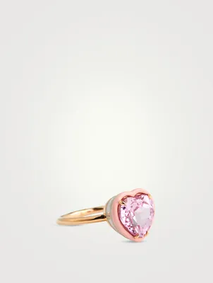 14K Gold Heart Cocktail Ring With Pink Sapphire