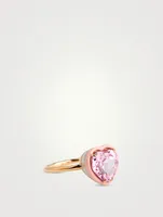 14K Gold Heart Cocktail Ring With Pink Sapphire