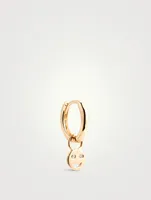 14K Gold Tiny Smile Huggie Earring With Diamonds
