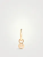 14K Gold Tiny Smile Huggie Earring With Diamonds