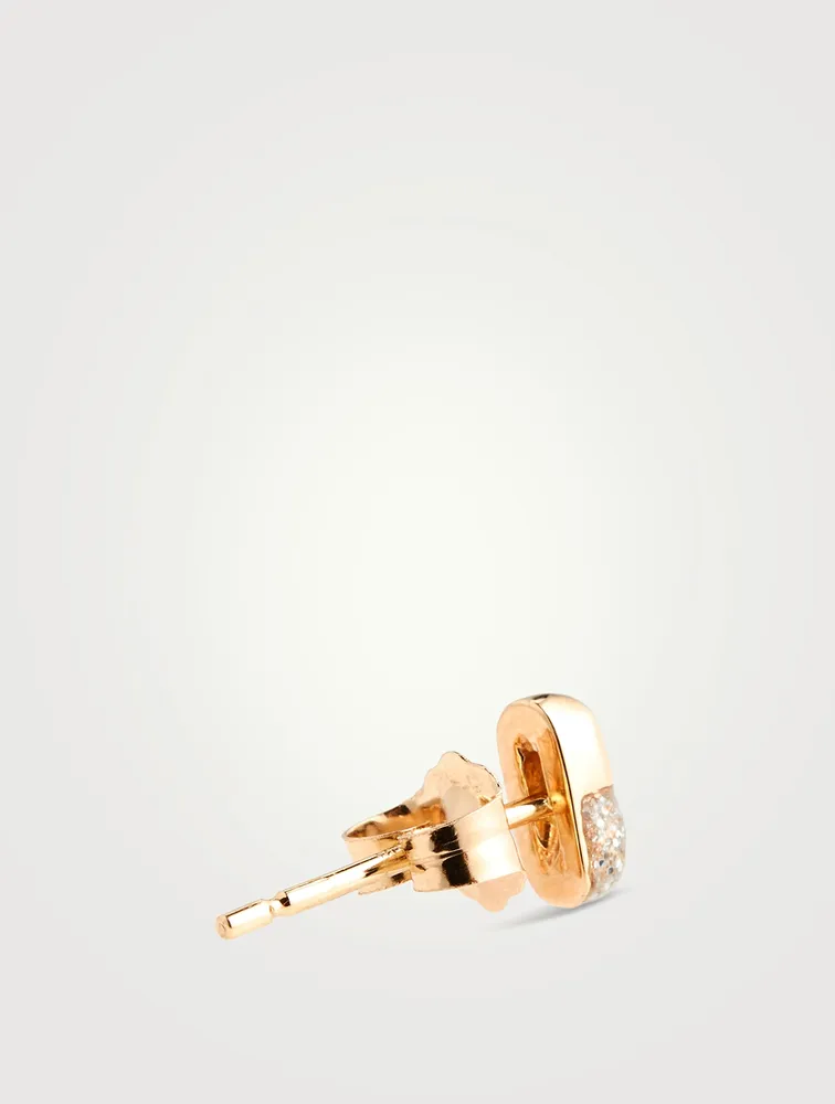 14K Gold Tiny Pill Stud Earring