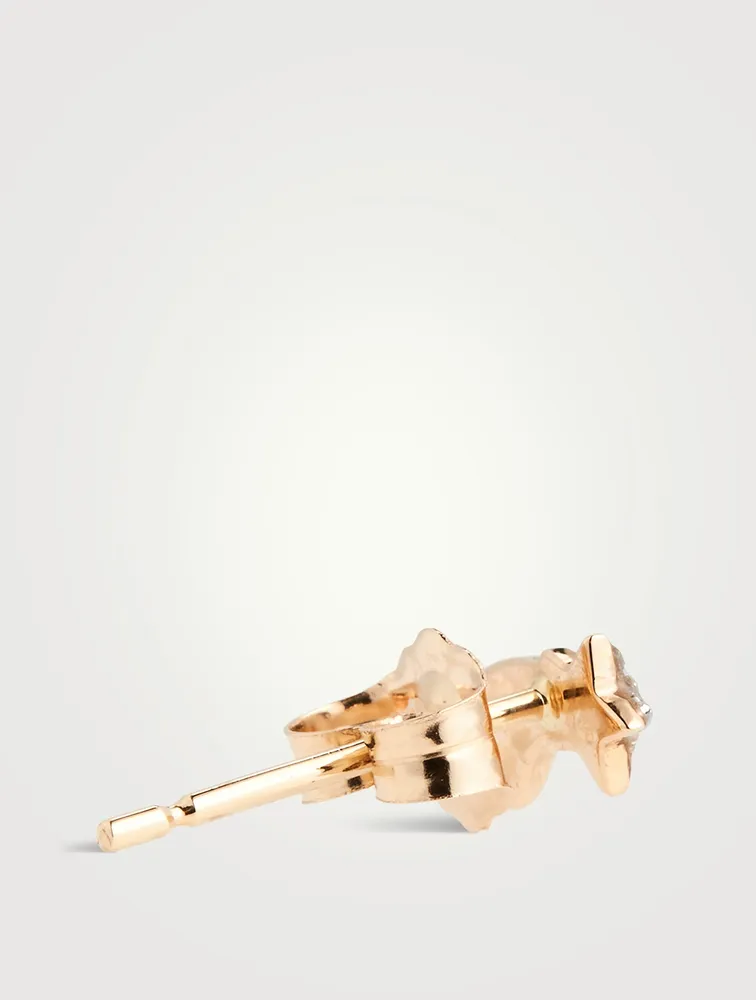 14K Gold Shooting Star Stud Earring