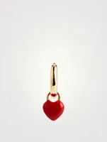 14K Gold Tiny Enamel Heart Huggie Earring