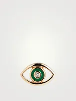 14K Gold Evil Eye Stud Earring With Diamonds