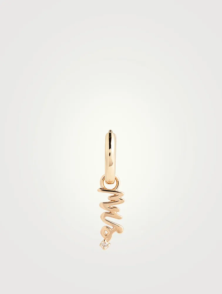 14K Gold Mrs. Huggie Earring With Diamonds