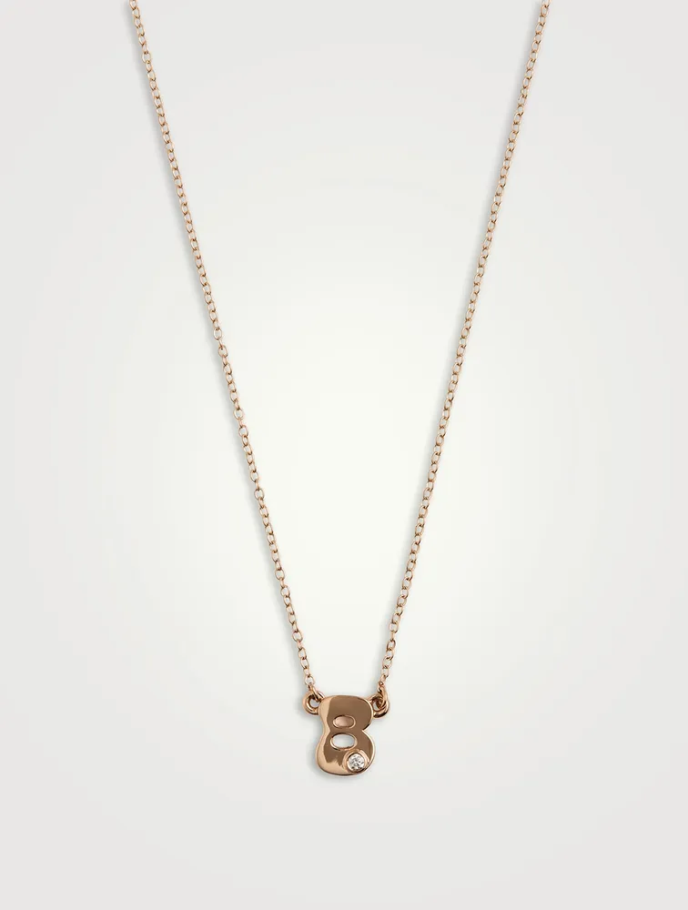 14K Gold Mini Stellar Letter 'B' Necklace With Diamonds