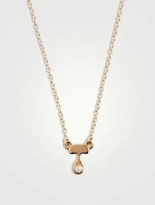 14K Gold Mini Stellar Letter 'T' Necklace With Diamonds