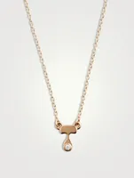 14K Gold Mini Stellar Letter 'T' Necklace With Diamonds