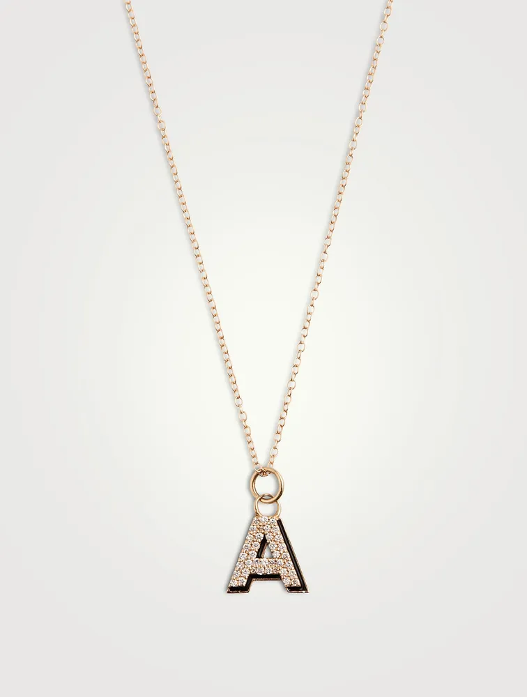 Diamond Letter with Enamel Shadow Necklace