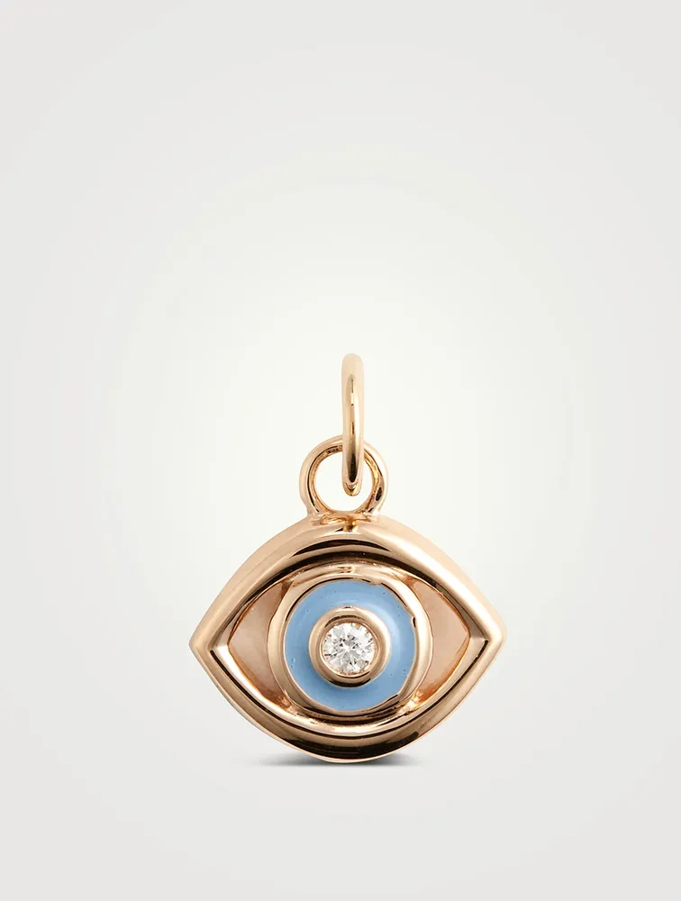 14K Gold Evil Eye Charm With Diamonds