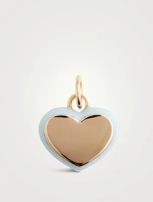 14K Gold Enamel Puffy Heart Charm