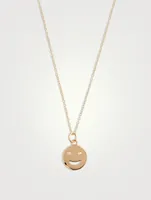 Medium 14K Gold Happy Face Necklace With Diamonds