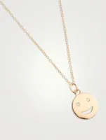 Medium 14K Gold Happy Face Necklace With Diamonds