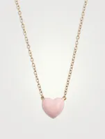 14K Gold Enamel Heart Necklace