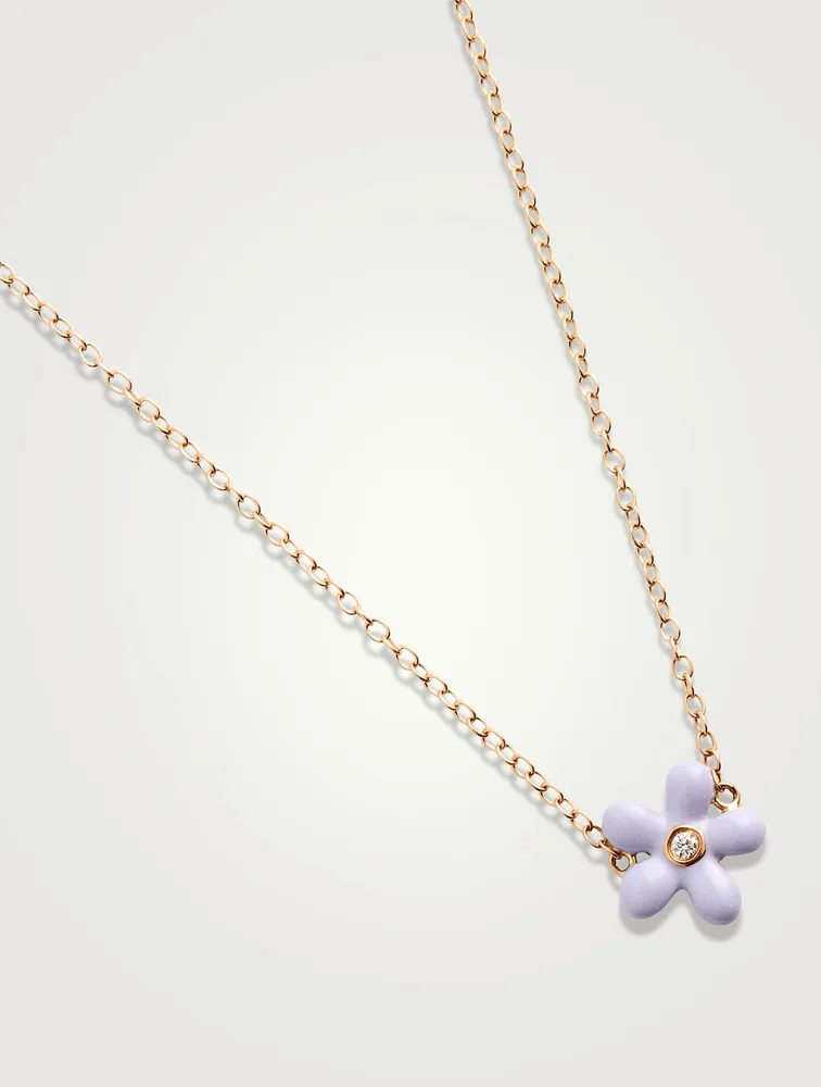14K Gold Wildflower Necklace With Diamond