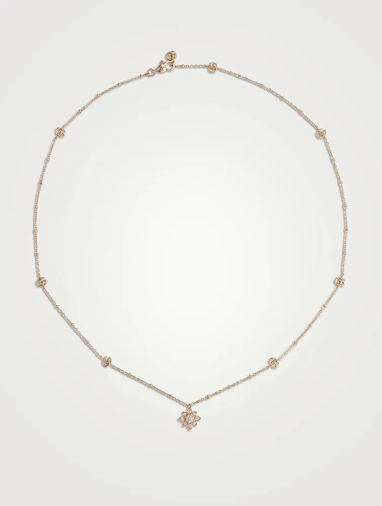 Flora 18K Rose Gold Necklace With Diamonds