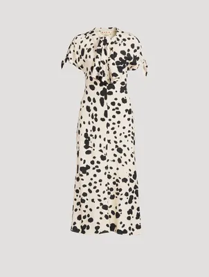 Silk Midi Dress Dalmatian Print