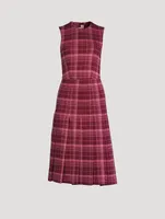 Sleeveless Midi Dress Plaid Print