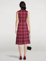 Sleeveless Midi Dress Plaid Print