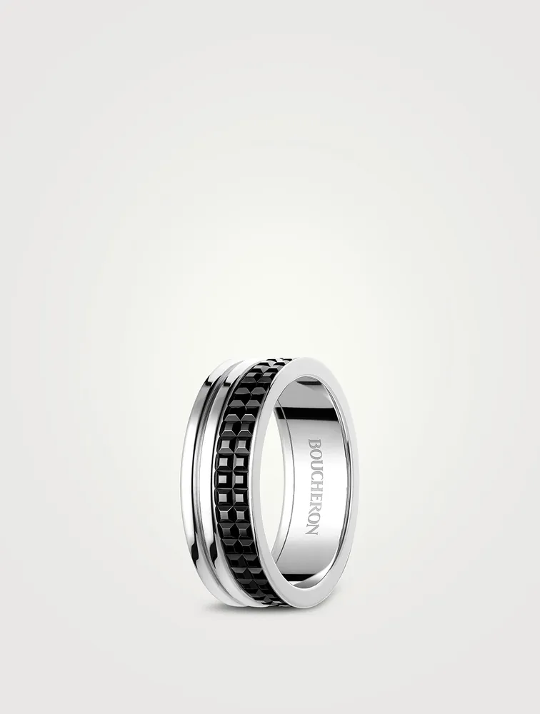 Large Quatre Black Edition 18K White Gold Ring