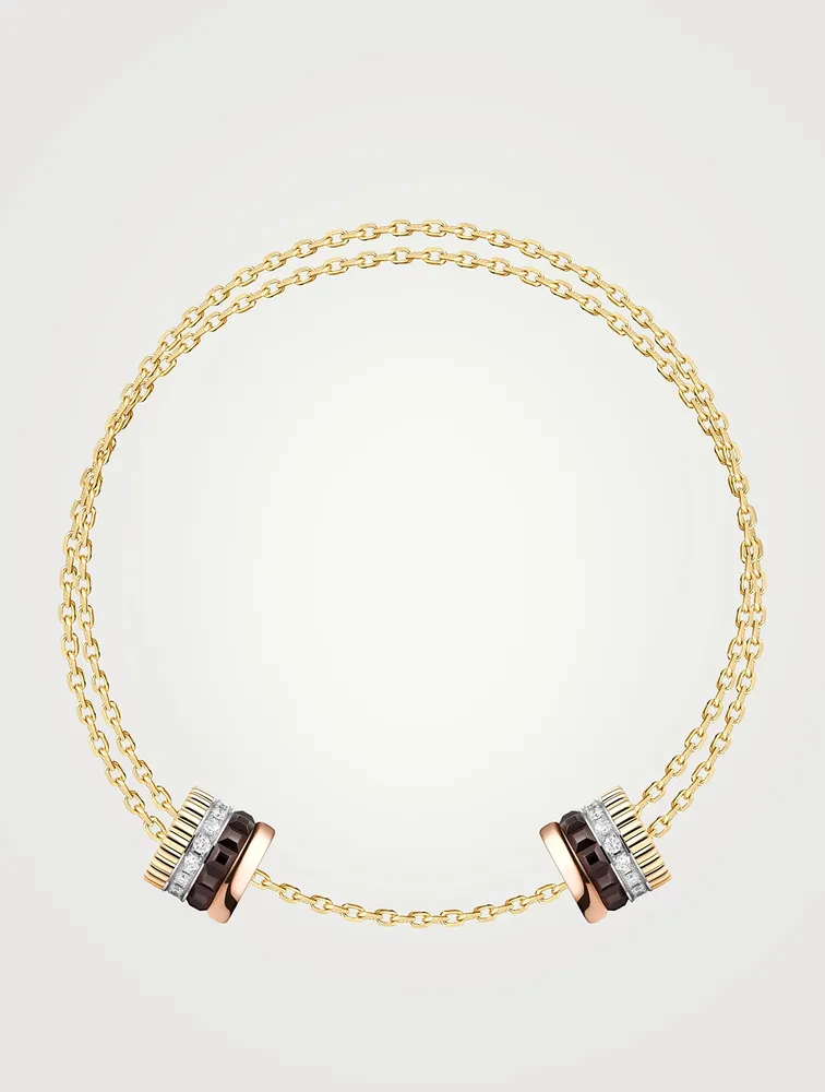 Quatre Classique 18K Gold Chain Bracelet With Diamonds