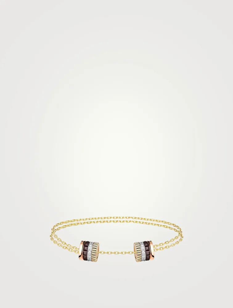 Quatre Classique 18K Gold Chain Bracelet With Diamonds