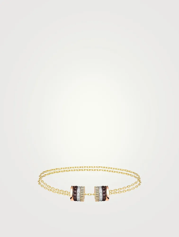 Quatre Classique 18K Gold Chain Bracelet With Diamonds