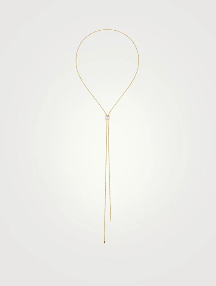 Large Quatre Edition 18K Gold Tie Necklace With Diamonds