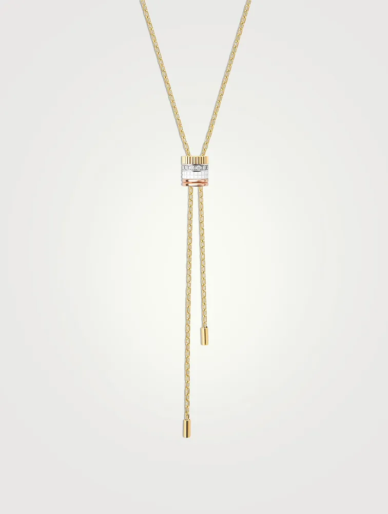 Large Quatre Edition 18K Gold Tie Necklace With Diamonds