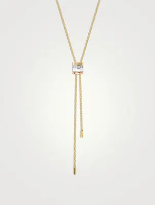 Large Quatre Edition 18K Gold Tie Necklace With Diamonds
