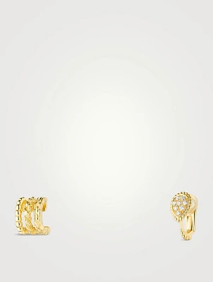 Serpent Bohème Asymmetrical 18K Gold Clip-On Earrings With Diamonds