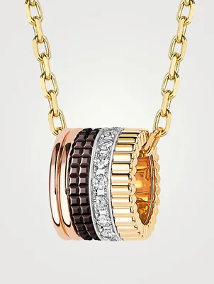 Large Quatre Classique 18K Gold Pendant Necklace With Diamonds