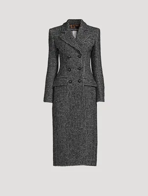 Double-Breasted Houndstooth Coat