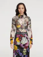 Silk Chiffon Shirt Mixed-Floral Print