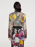 Silk Chiffon Shirt Mixed-Floral Print