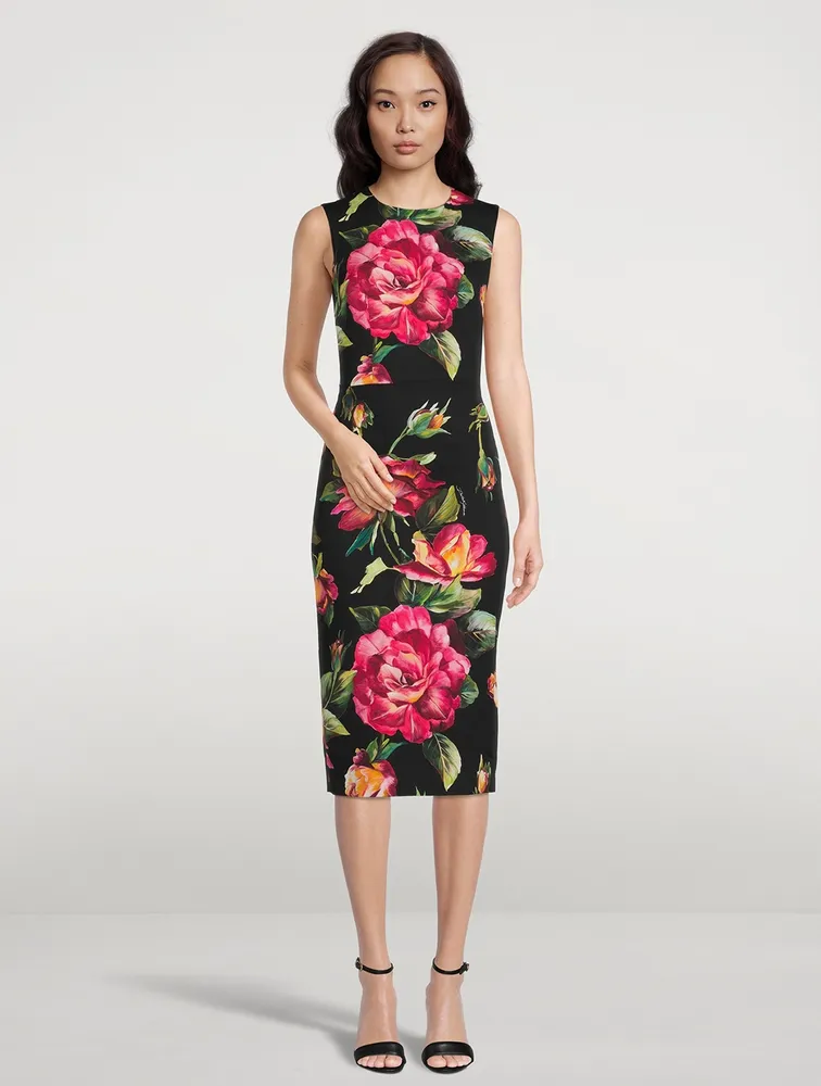 Sheath Dress Rose Print