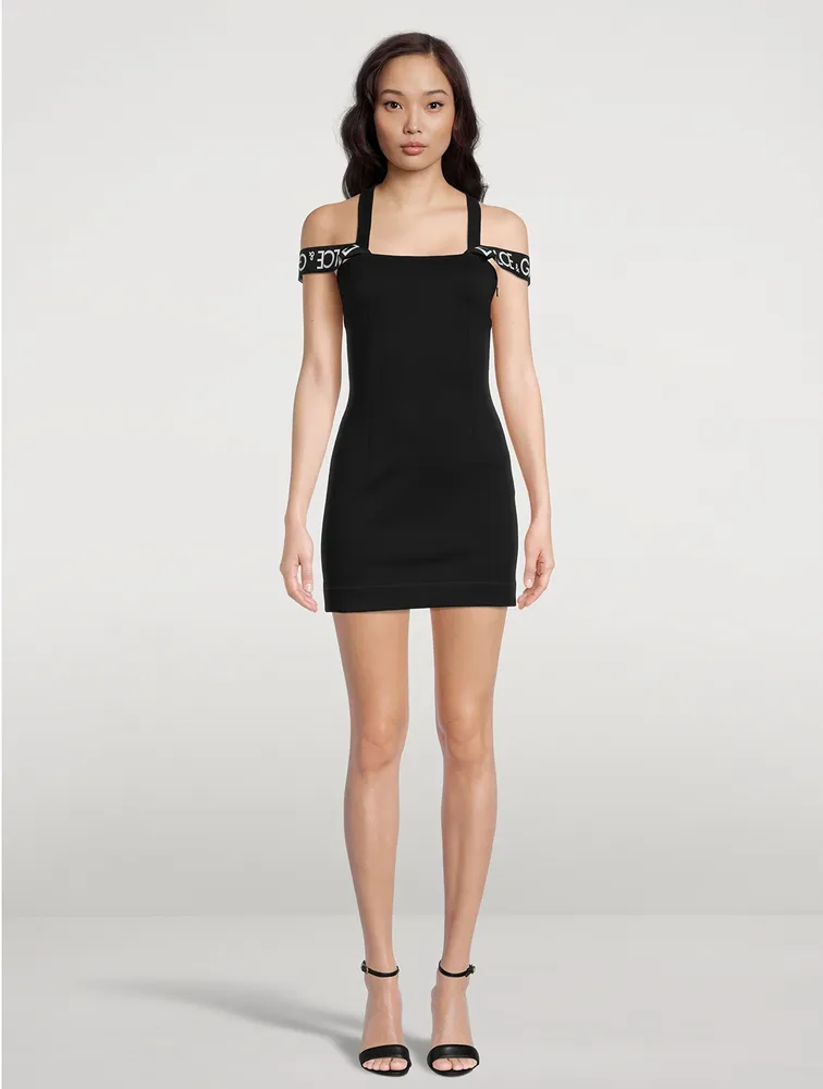 Logo-Band Wool Mini Dress