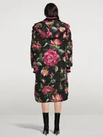 Oversized Down Puffer Jacket Floral Print