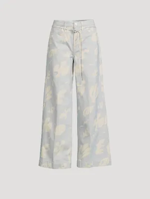 High-Rise Baggy Jeans Floral Print