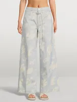 High-Rise Baggy Jeans Floral Print