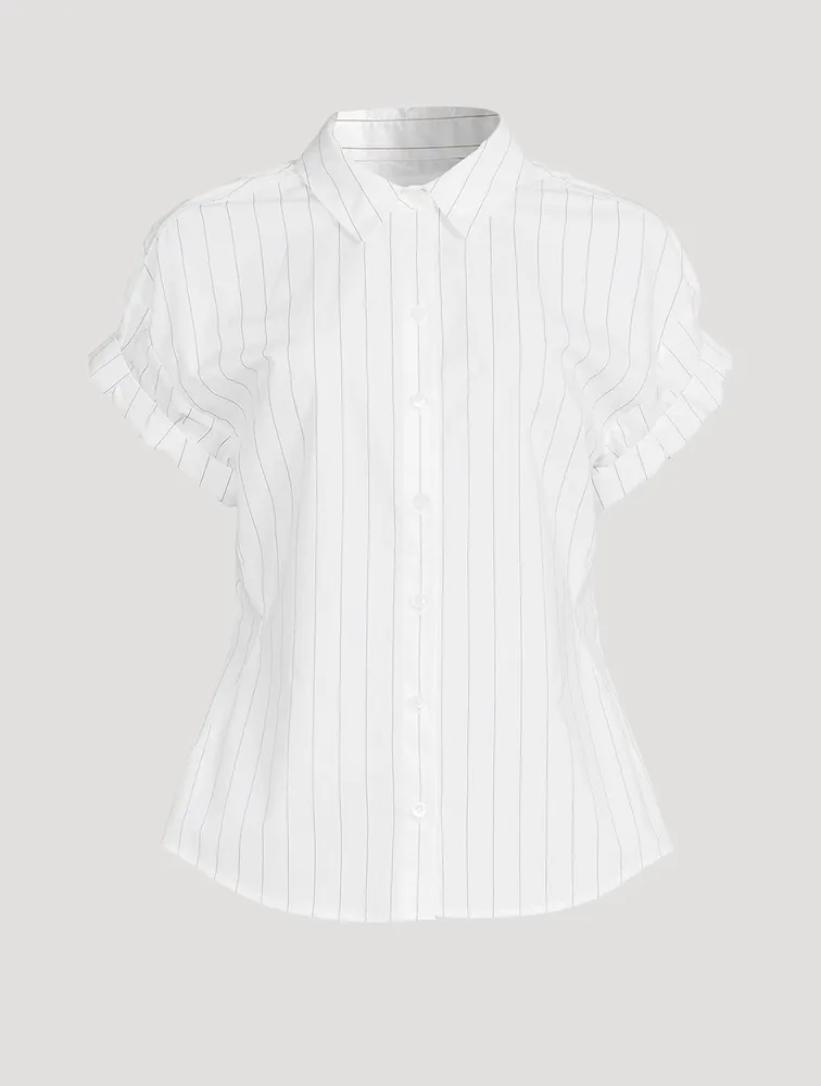 Rolled-Sleeve Shirt Stripe Print