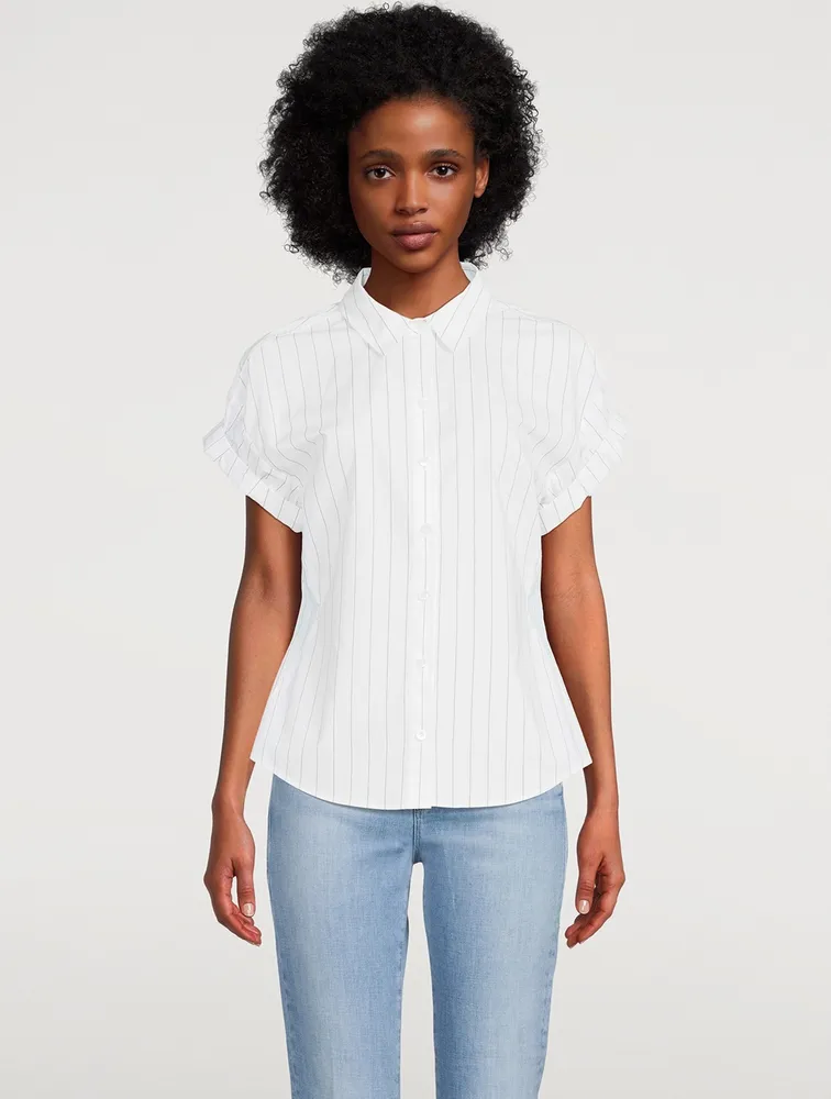 Rolled-Sleeve Shirt Stripe Print